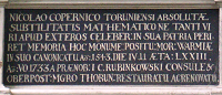 Fragment of the Copernicus-dedicated epitaph, around 1580, in the Cathedral of Toruń