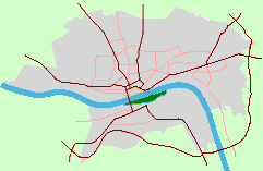 Kępa Bazarowa location on map of Toruń: Green colour