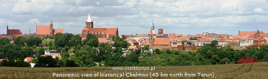Panoramic view of the medieval town of Chełmno (45 km north of Toruń).