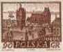 Polish stamp with Torun themes: Old City Town Hall, Cathedral and Vistula River in the background, 1961. The stamp is one of two in a series of Polish Historical Cities